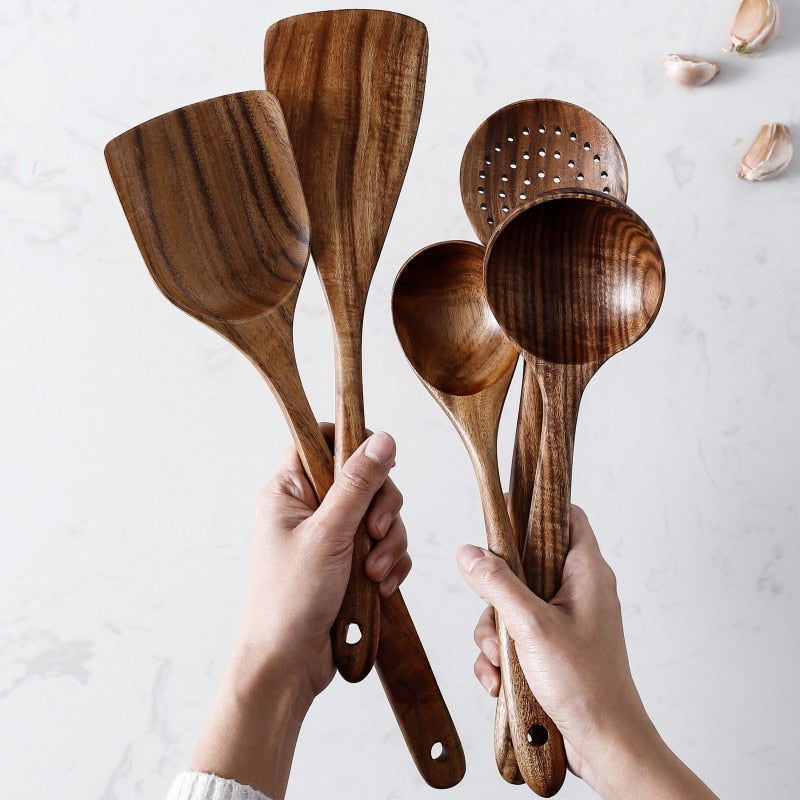 Natural Wood Kitchen Spoon Set-navacava.com