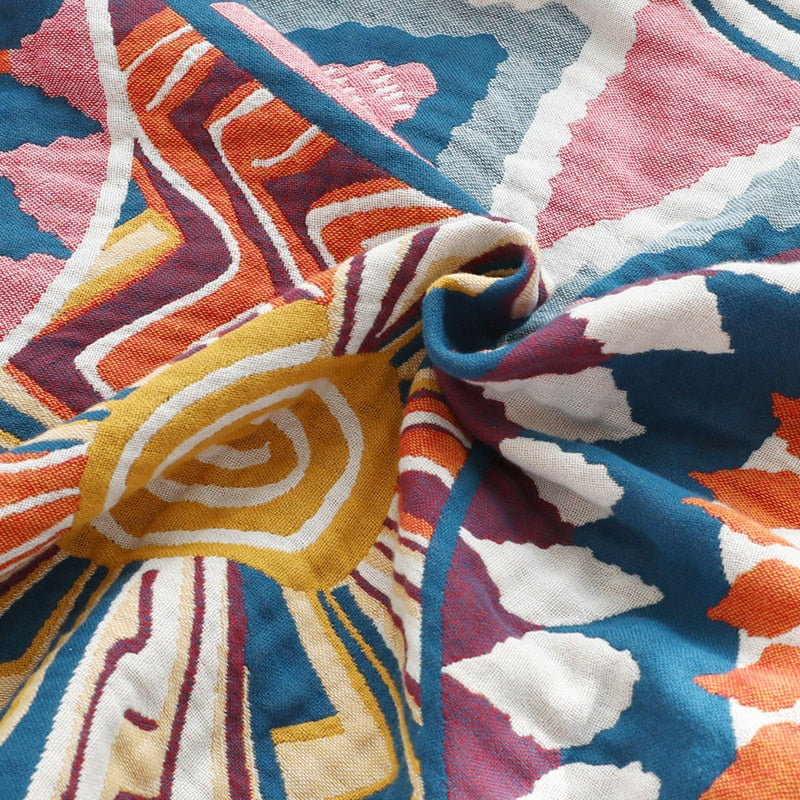 Boho Pattern Reversible Cotton Blanket - Full / Queen