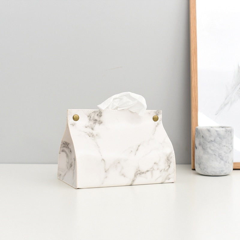 Decorative Marble Pattern Tissue Case Box Container