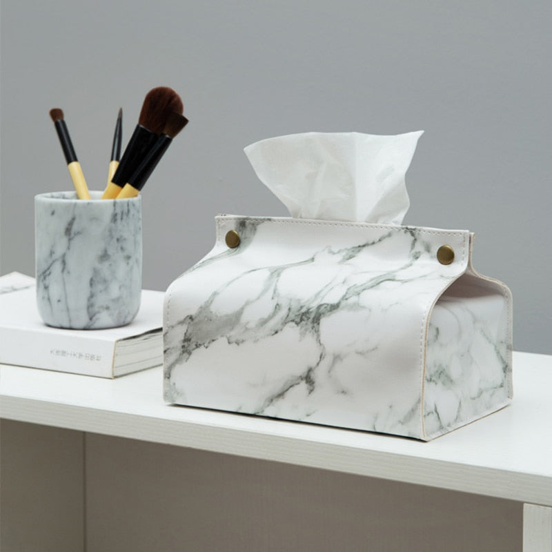 Decorative Marble Pattern Tissue Case Box Container