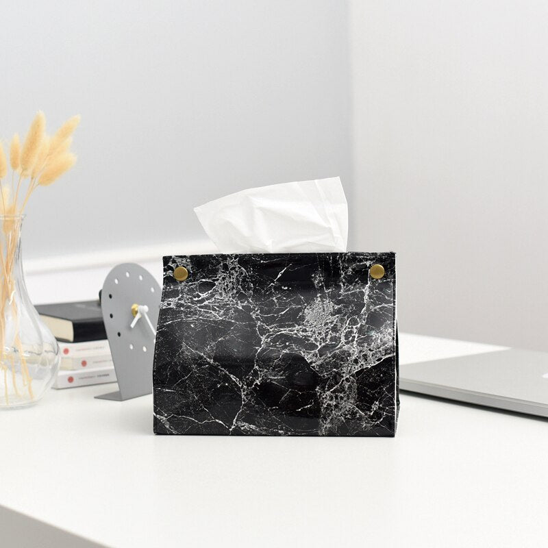 Decorative Marble Pattern Tissue Case Box Container