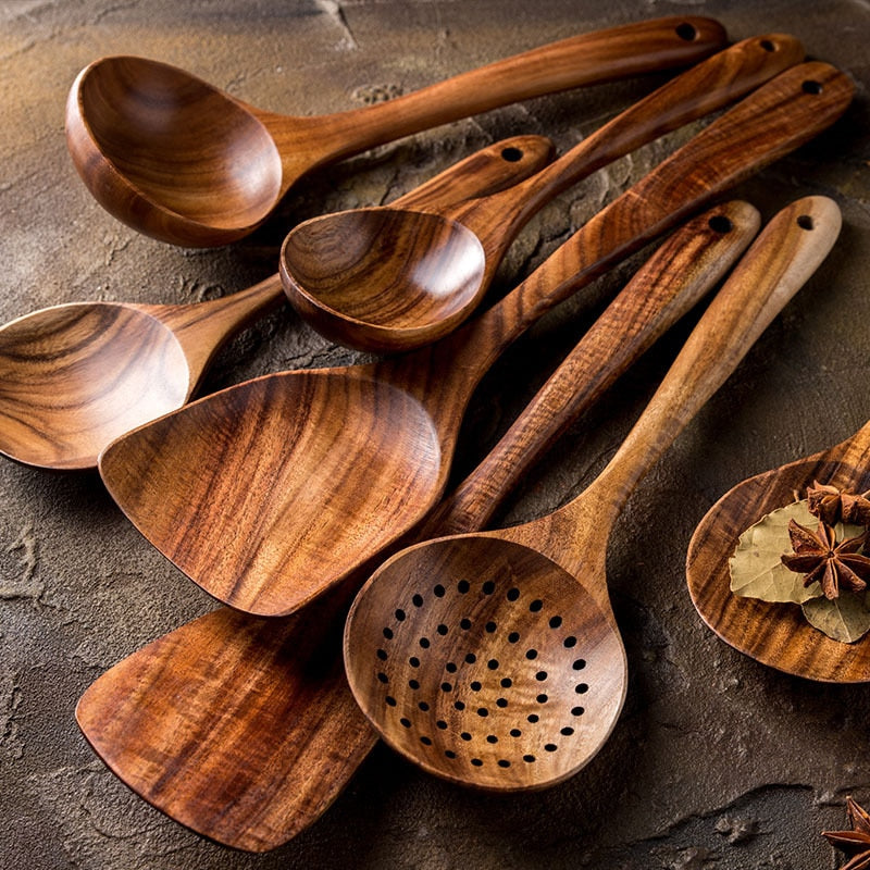 Natural Wood Kitchen Spoon Set-navacava.com