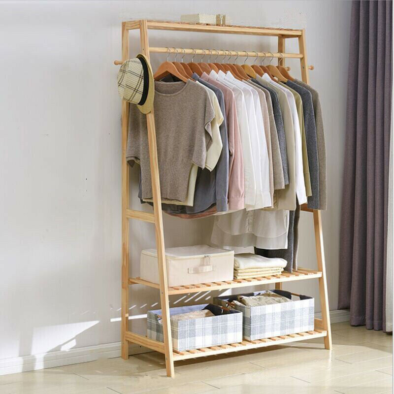 Bamboo Wood Clothes Hanging Rack