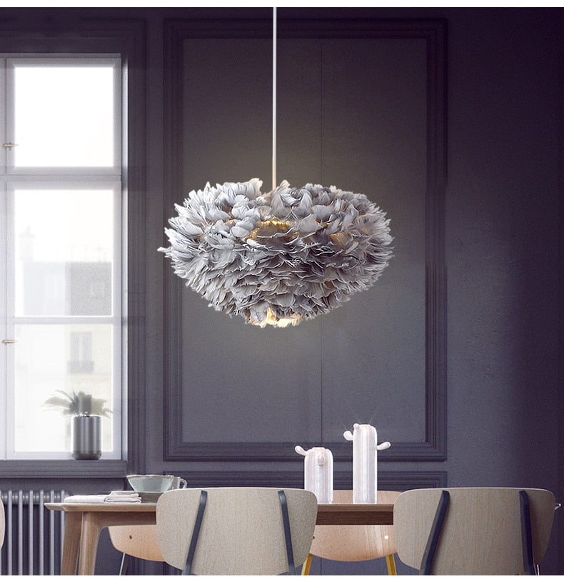 Nordic Style Feather Chandelier Lamp-navacava.com