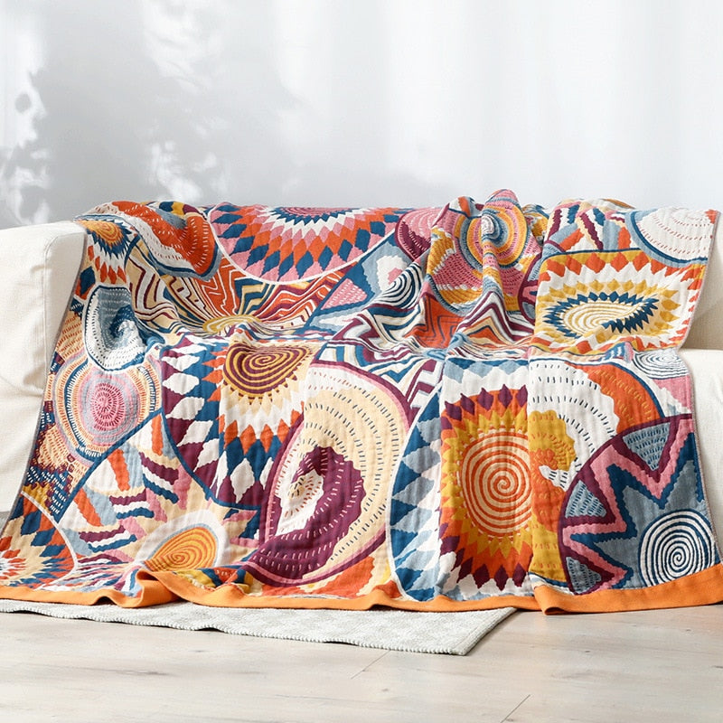 Boho Pattern Reversible Cotton Blanket - Full / Queen