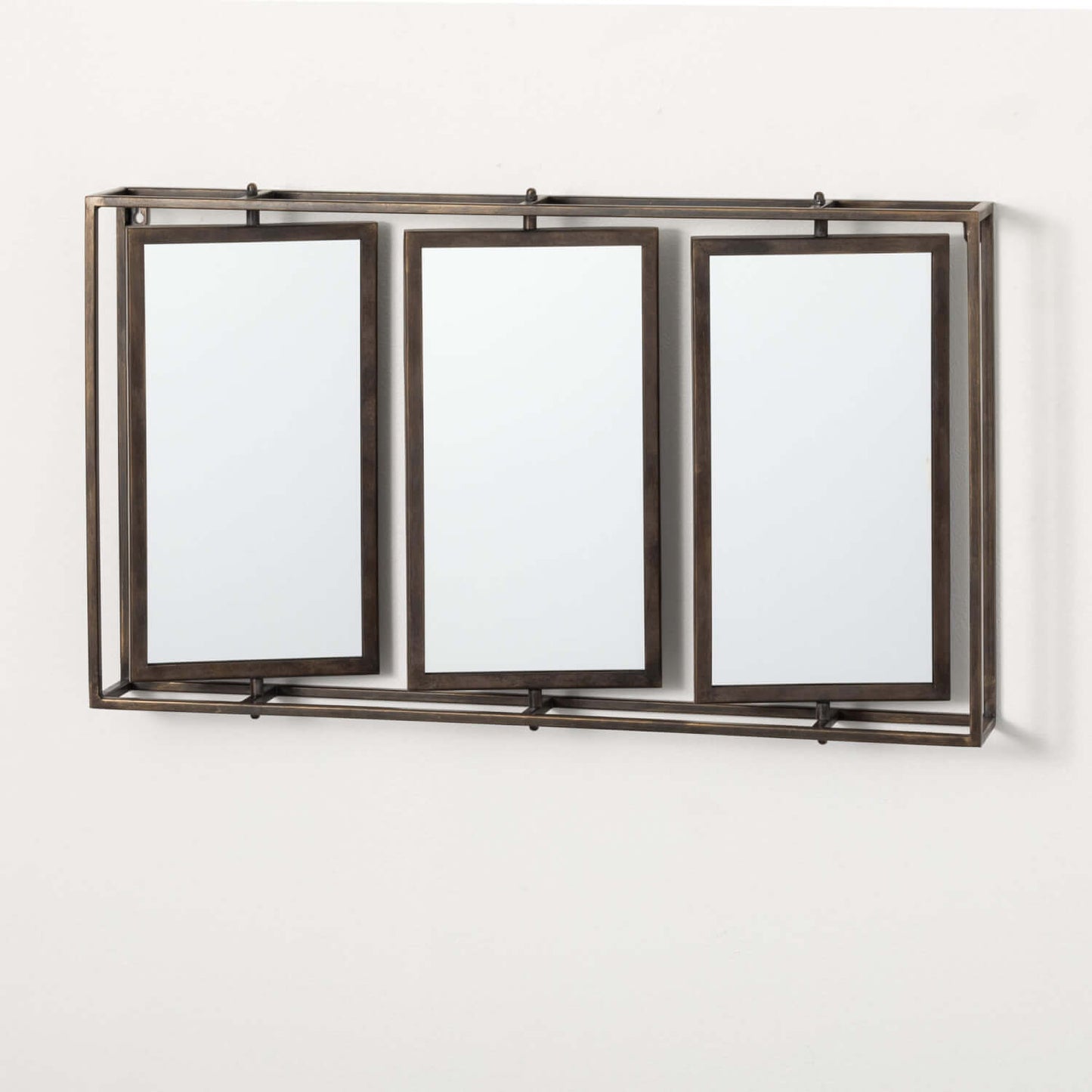 Rectangular Triple Decorative Metal Wall Mirror