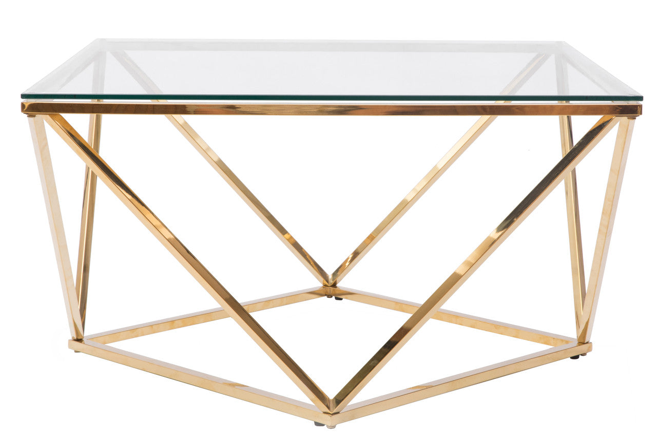 Diamond Shaped Glass Modern Stainless Steel Metal Coffee Table