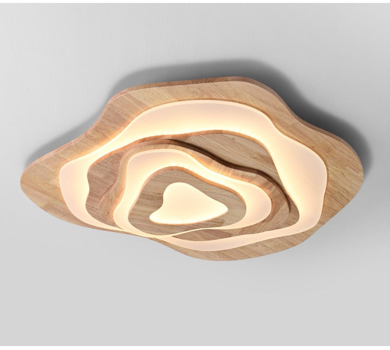 Irregular Wooden Flush Mount Ceiling Light