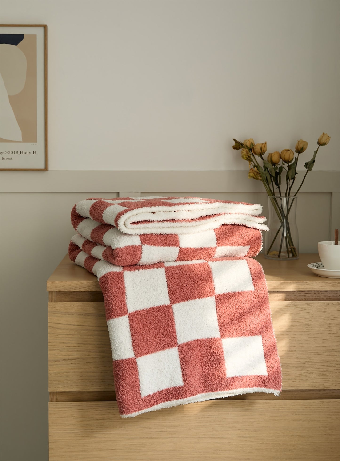 Checkerboard Microfiber Throw Blanket Decorative Couch