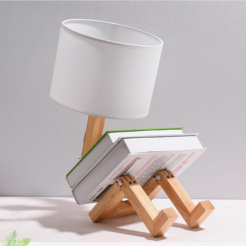 Robot Shape Wooden Table Lamp-navacava.com