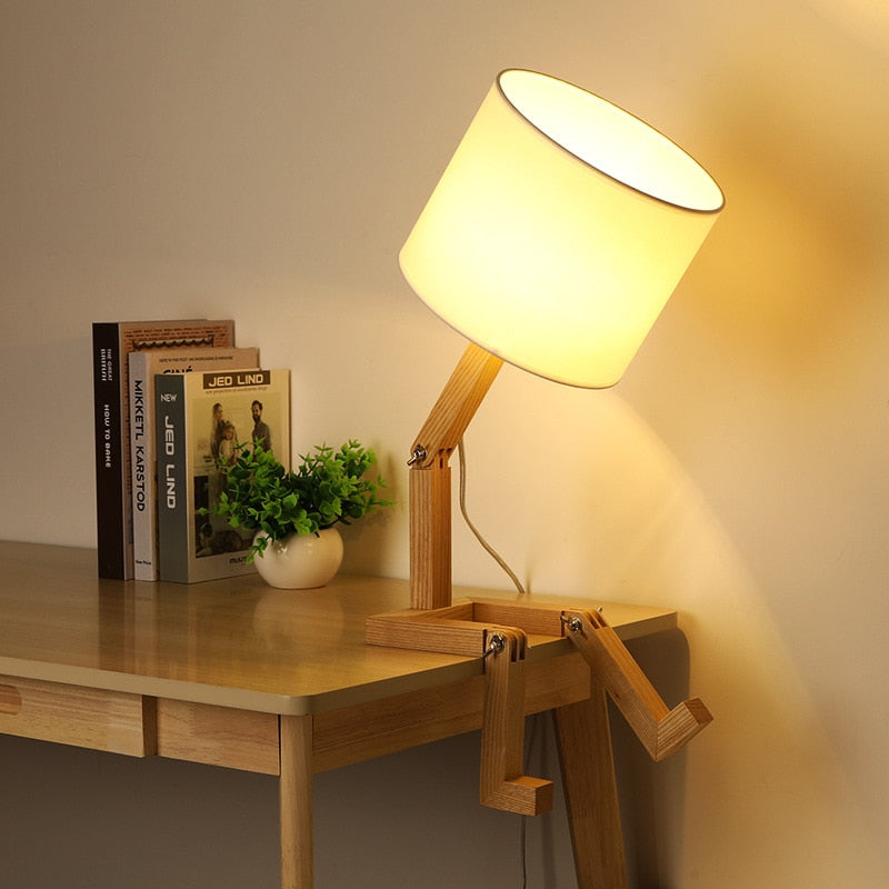 Robot Shape Wooden Table Lamp-navacava.com