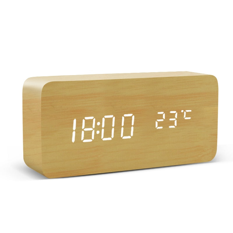 LED Wooden Minimalistic Alarm Clock