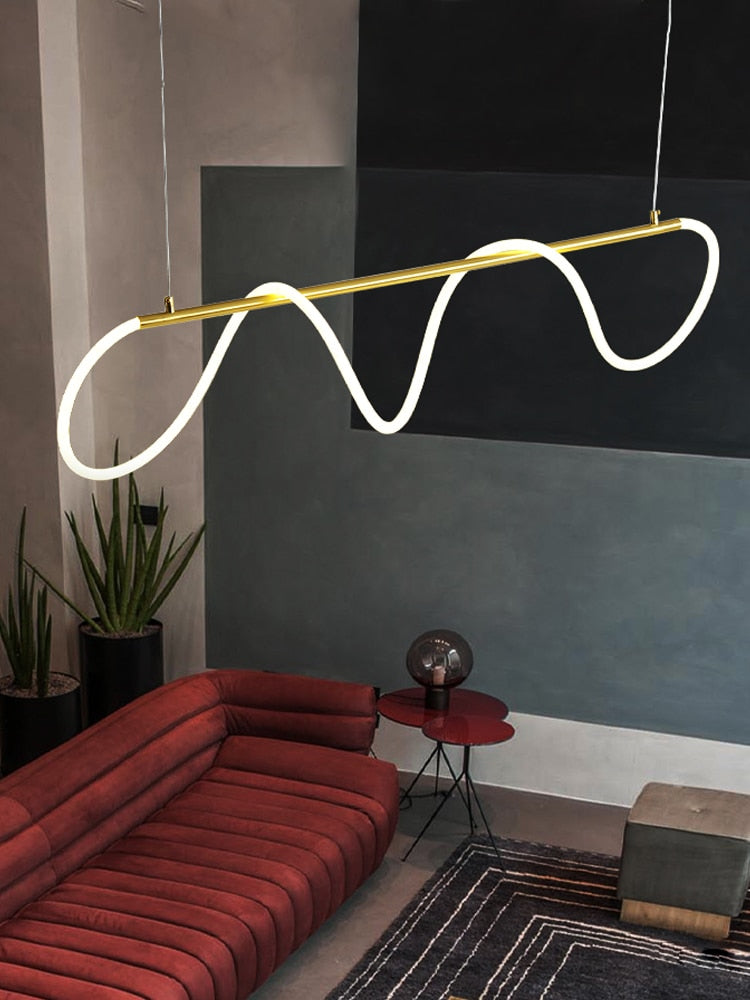 Linear LED Pendant Light - Modern Ceiling Fixture for Kitchen, Dining Room, and Living Areas