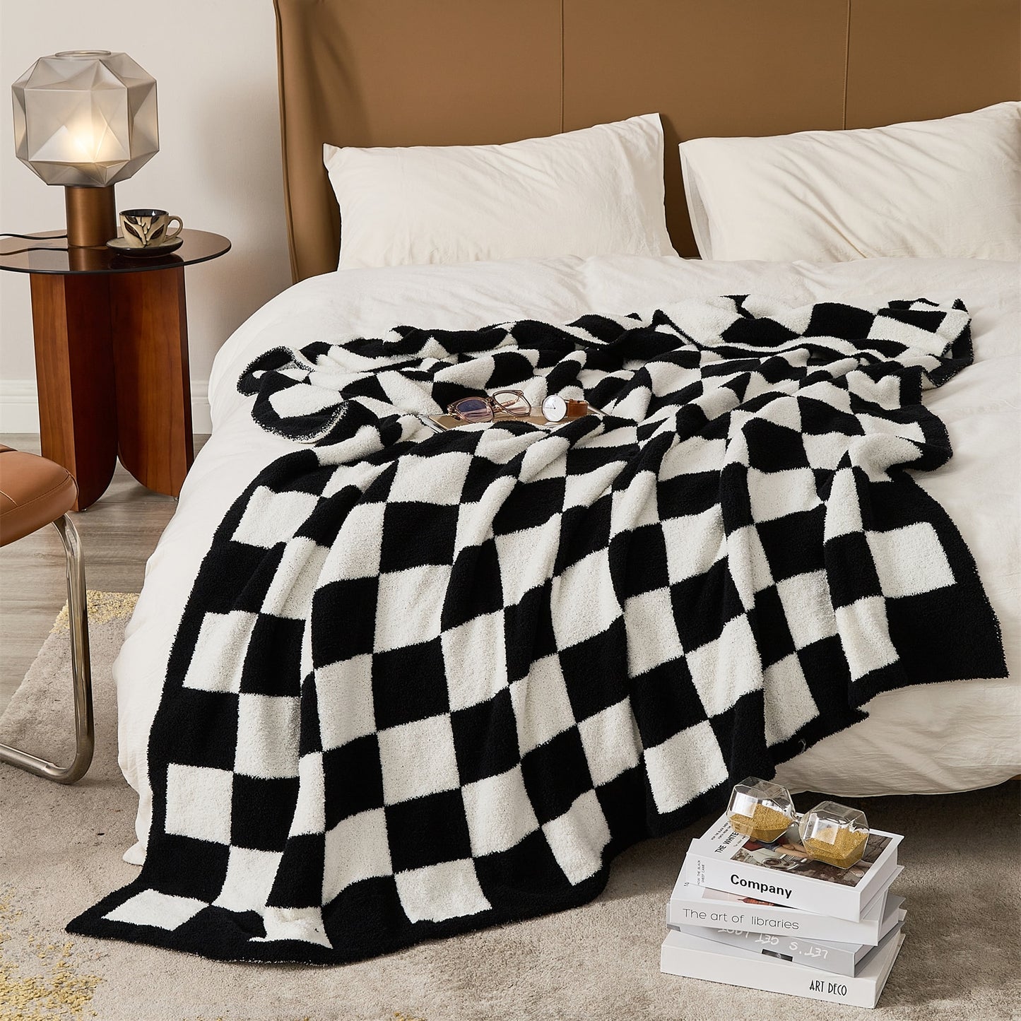 Checkerboard Microfiber Throw Blanket Decorative Couch