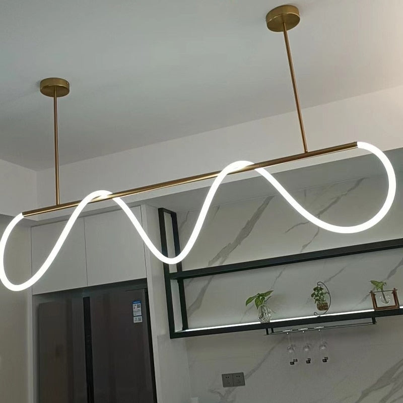 Linear LED Pendant Light - Modern Ceiling Fixture for Kitchen, Dining Room, and Living Areas