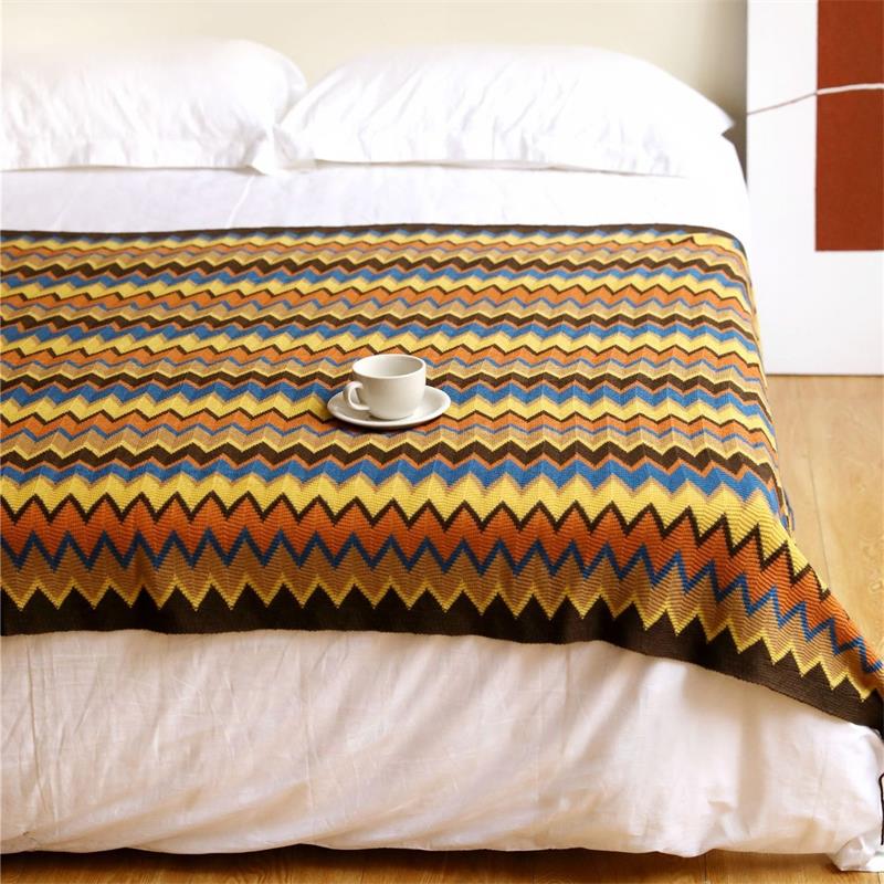 Decorative Boho Style Knitted Throw Soft Couch Blanket