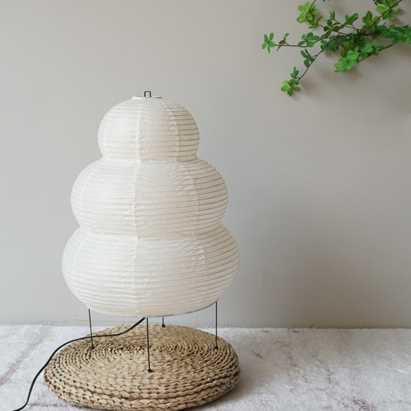 Japanese Wabi Sabi Rice Paper Table Lamp with Metal Base