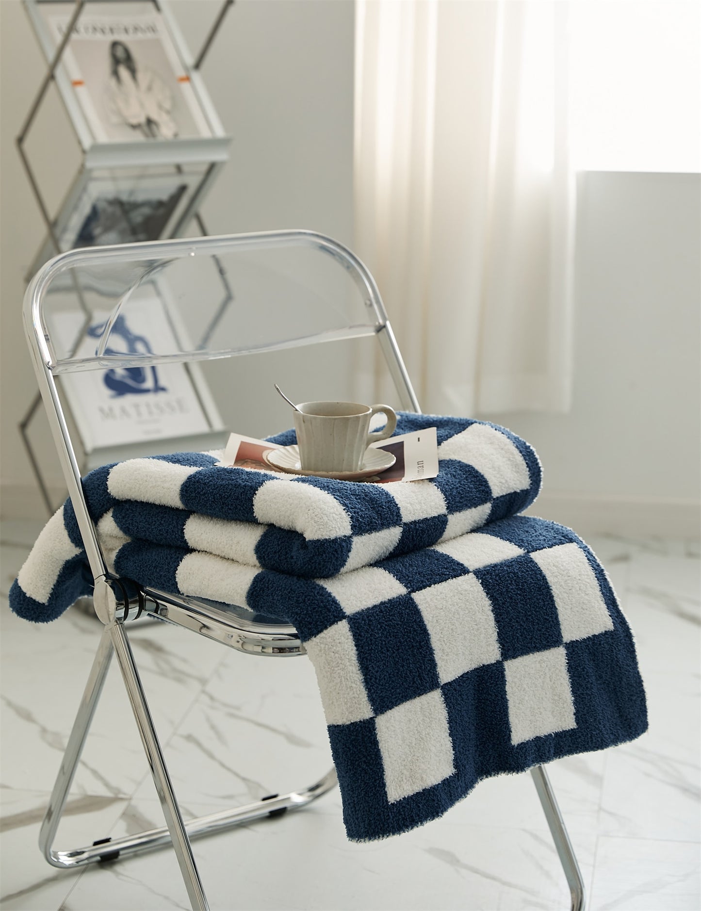 Checkerboard Microfiber Throw Blanket Decorative Couch