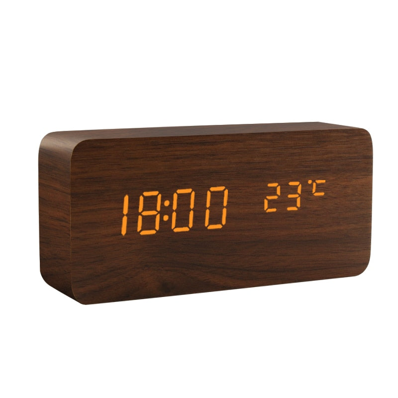 LED Wooden Minimalistic Alarm Clock