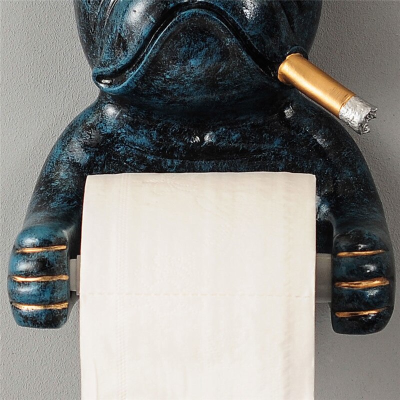 Bulldog Resin Tray Decorative Toilet Paper Holder