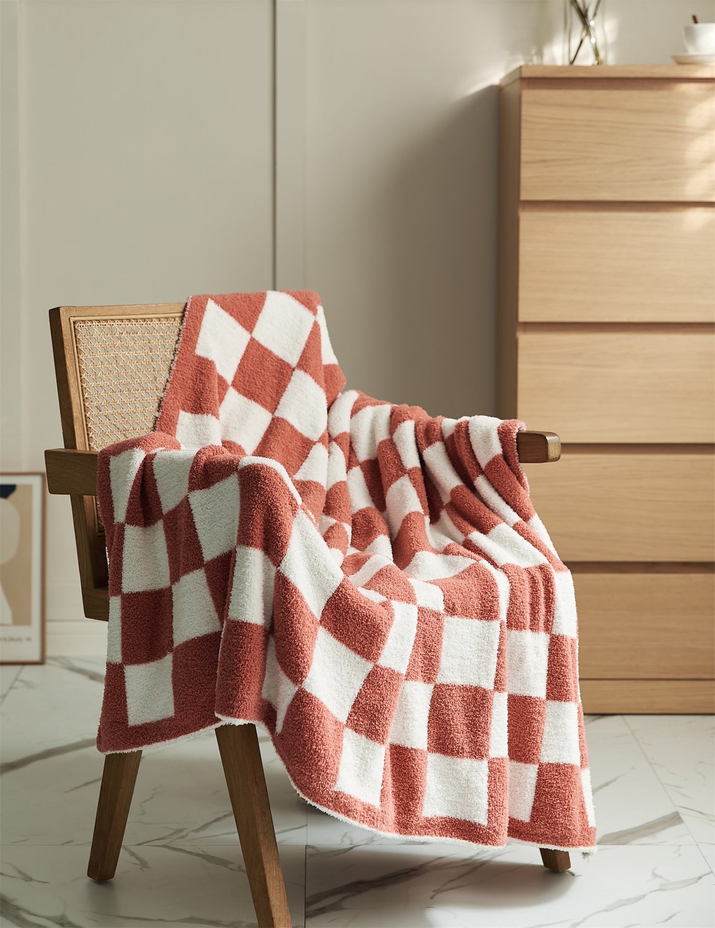 Checkerboard Microfiber Throw Blanket Decorative Couch