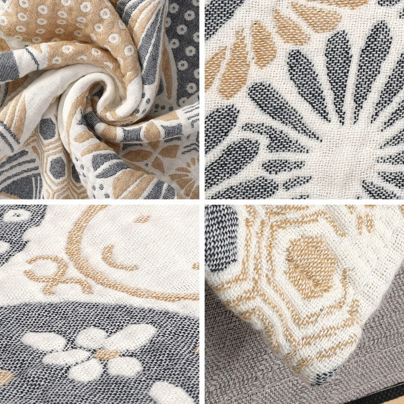 Seashell Pattern Reversible Cotton Quilt