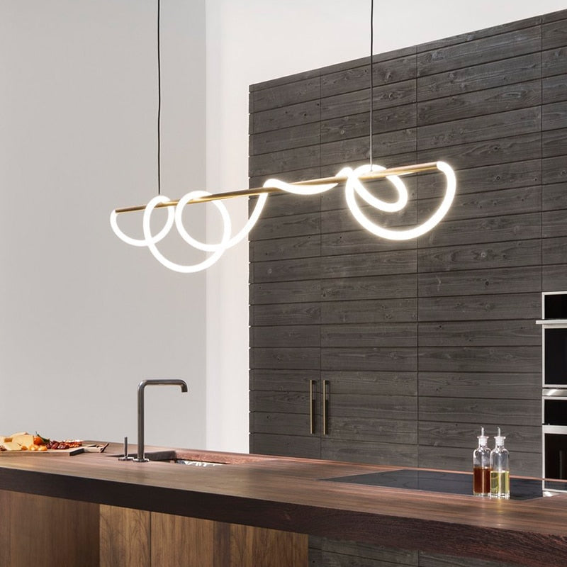 Linear LED Pendant Light - Modern Ceiling Fixture for Kitchen, Dining Room, and Living Areas