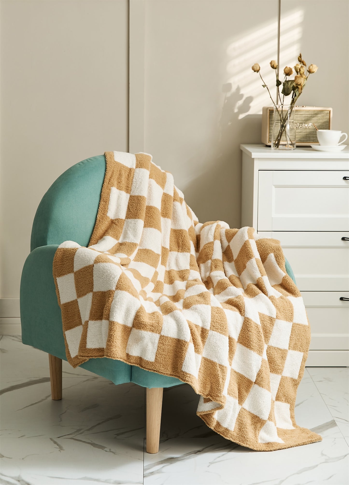 Checkerboard Microfiber Throw Blanket Decorative Couch