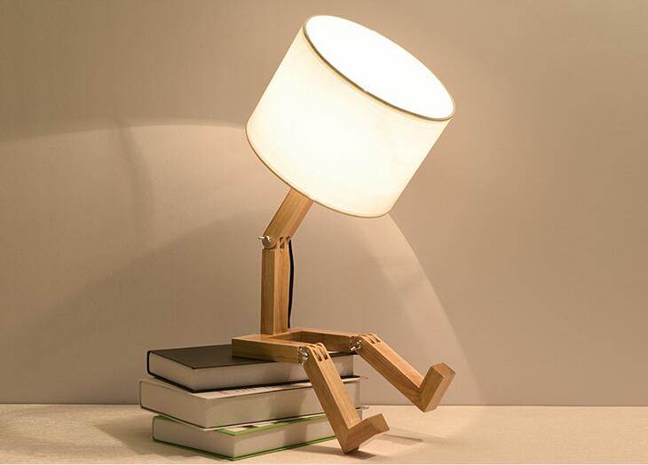 Robot Shape Wooden Table Lamp-navacava.com