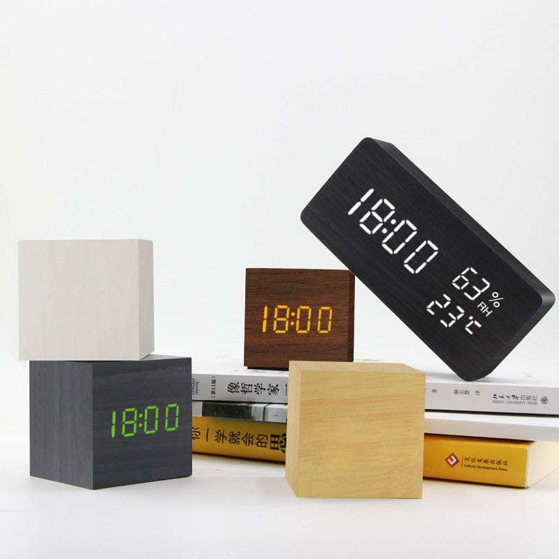 LED Wooden Minimalistic Alarm Clock