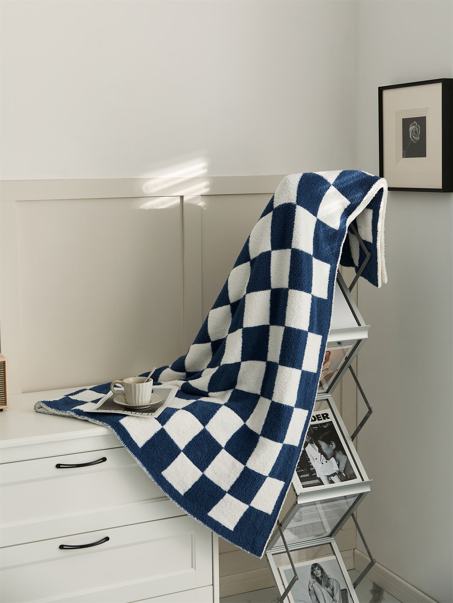 Checkerboard Microfiber Throw Blanket Decorative Couch