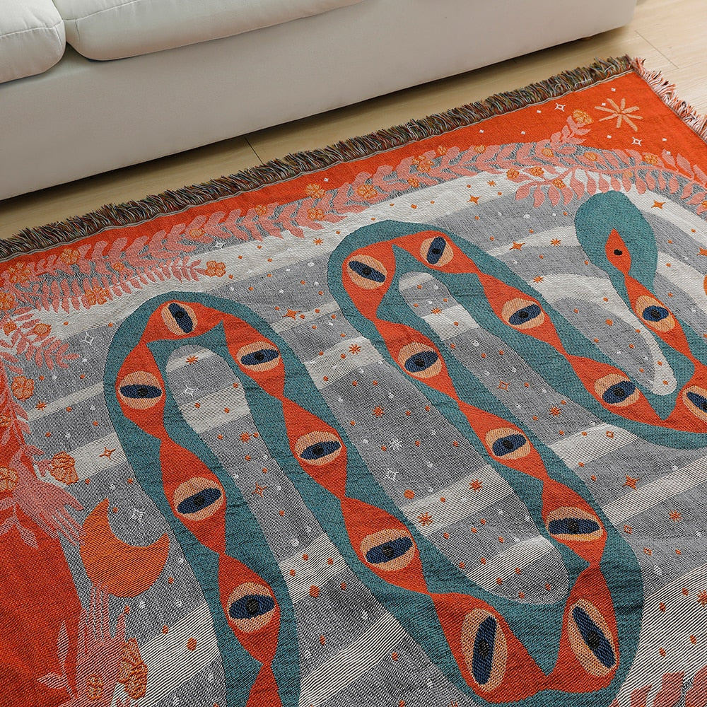 Snake Pattern Cotton Throw Blanket For Couch