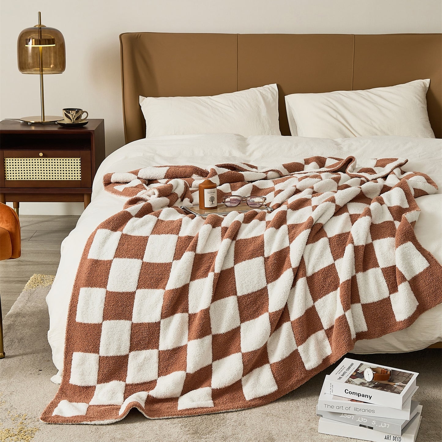 Checkerboard Microfiber Throw Blanket Decorative Couch