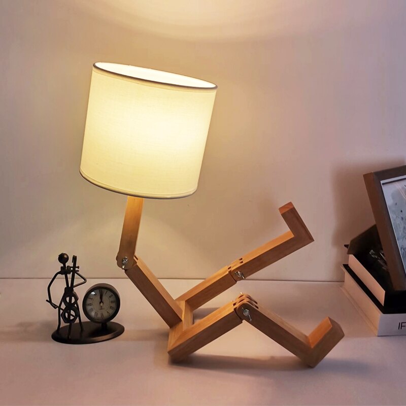 Robot Shape Wooden Table Lamp-navacava.com