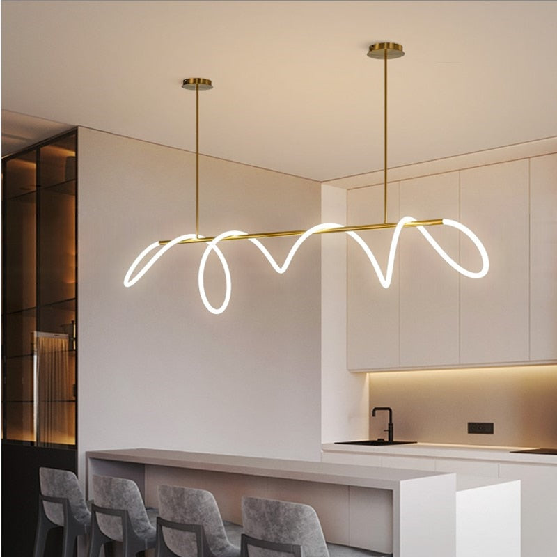 Linear LED Pendant Light - Modern Ceiling Fixture for Kitchen, Dining Room, and Living Areas