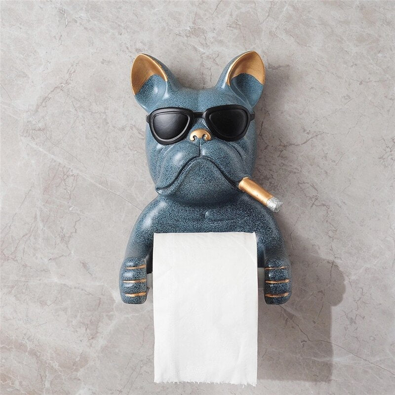 Bulldog Resin Tray Decorative Toilet Paper Holder