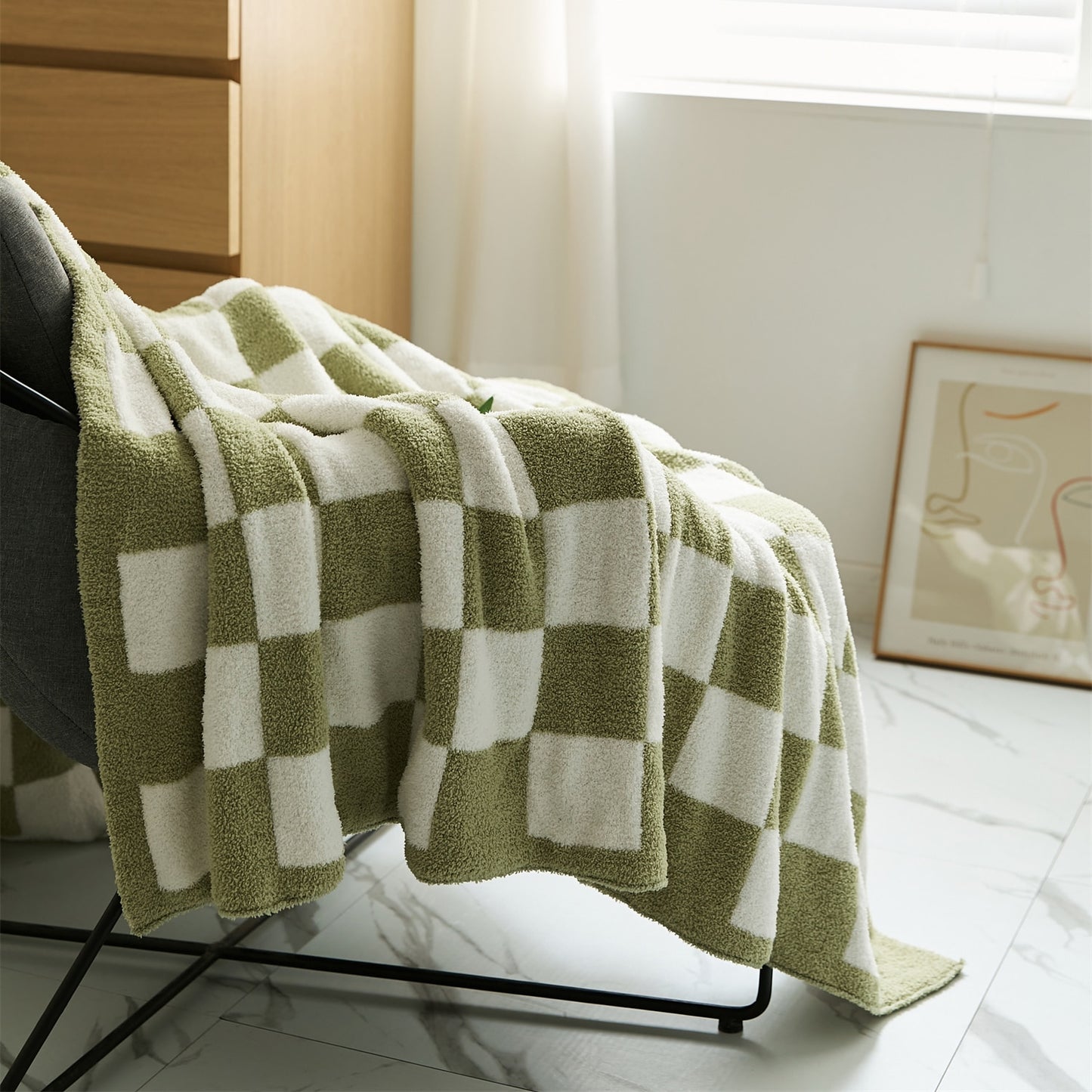 Checkerboard Microfiber Throw Blanket Decorative Couch