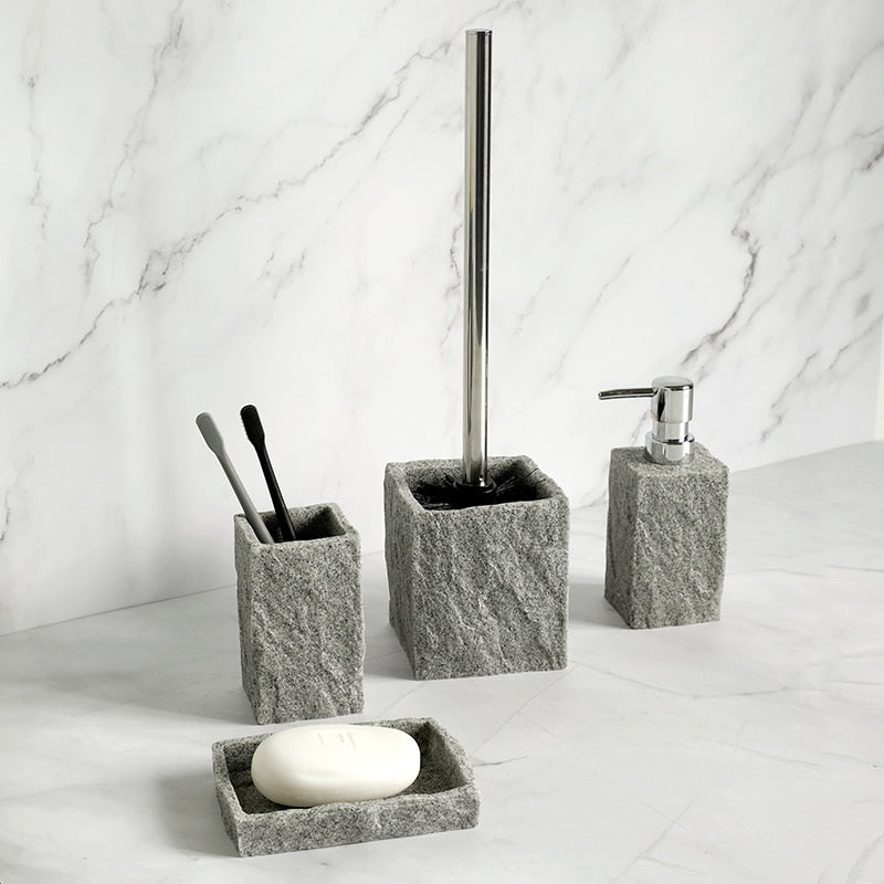 Granite Grey Bathroom Accessory Set 4-Pieces 