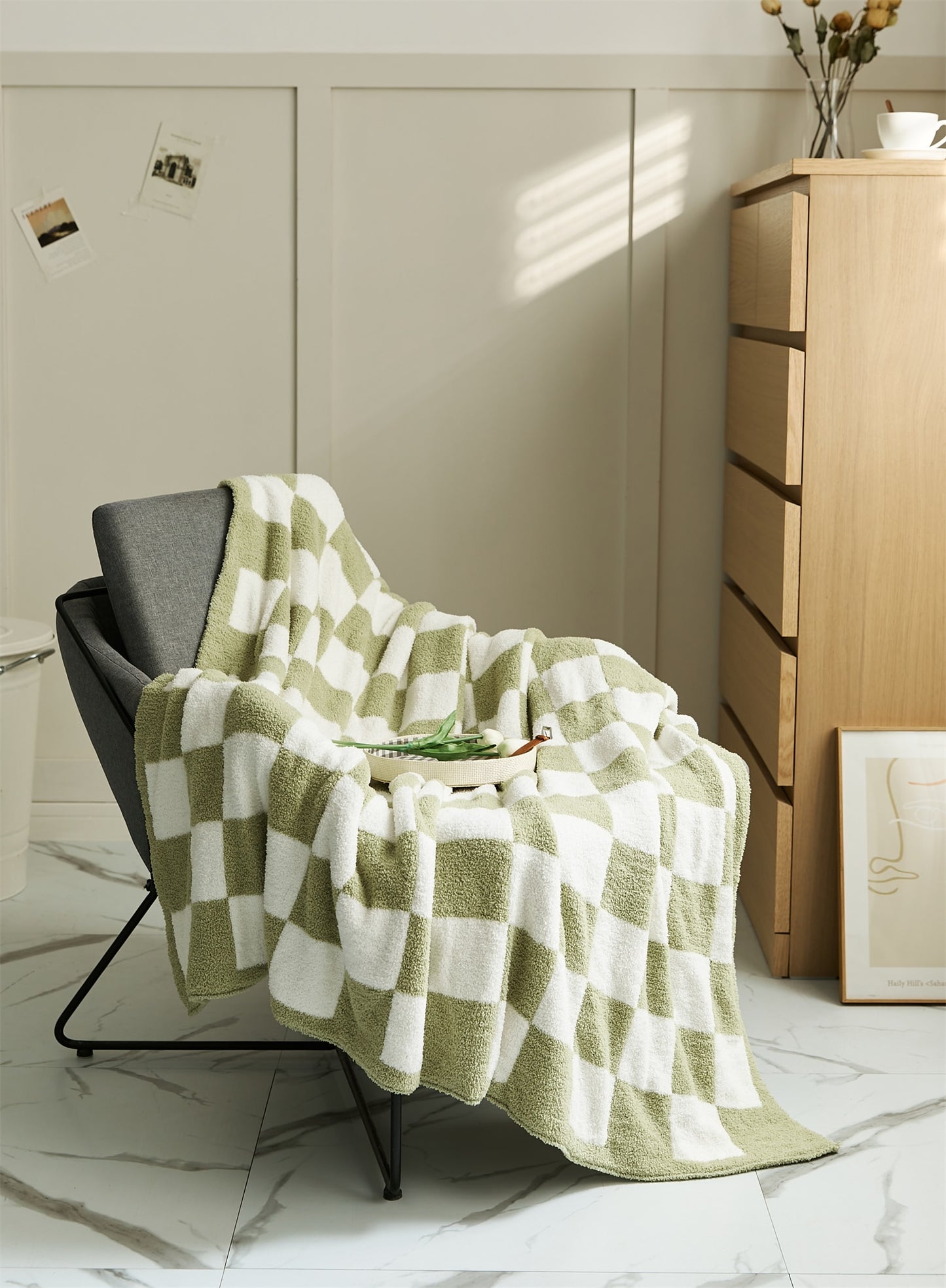 Checkerboard Microfiber Throw Blanket Decorative Couch