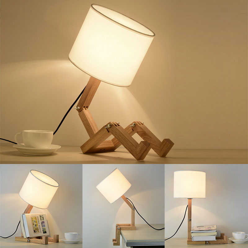 Robot Shape Wooden Table Lamp-navacava.com