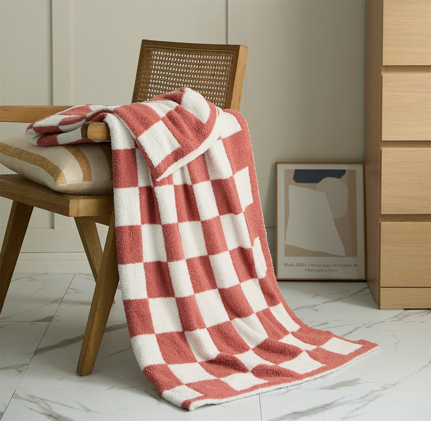 Checkerboard Microfiber Throw Blanket Decorative Couch