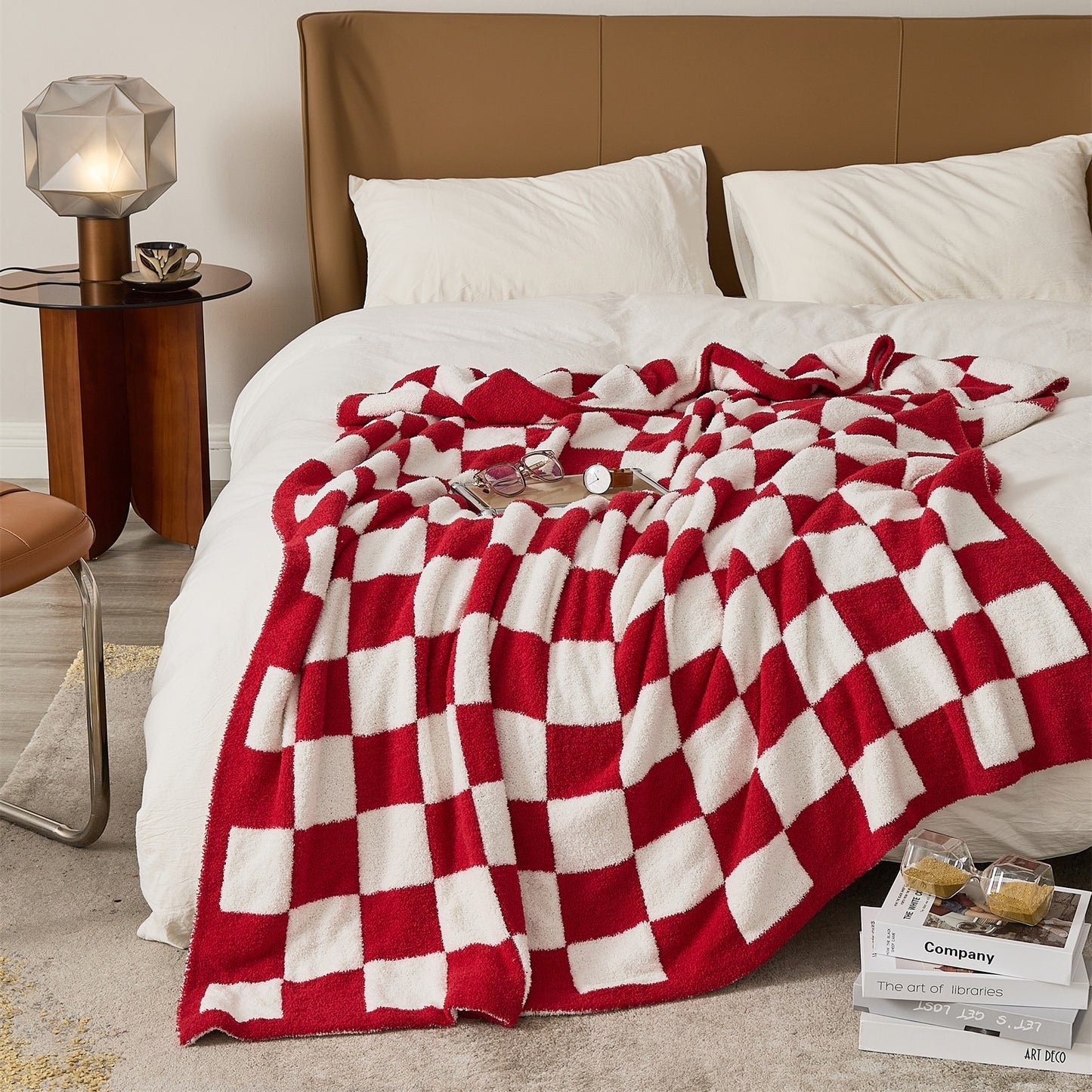 Checkerboard Microfiber Throw Blanket Decorative Couch