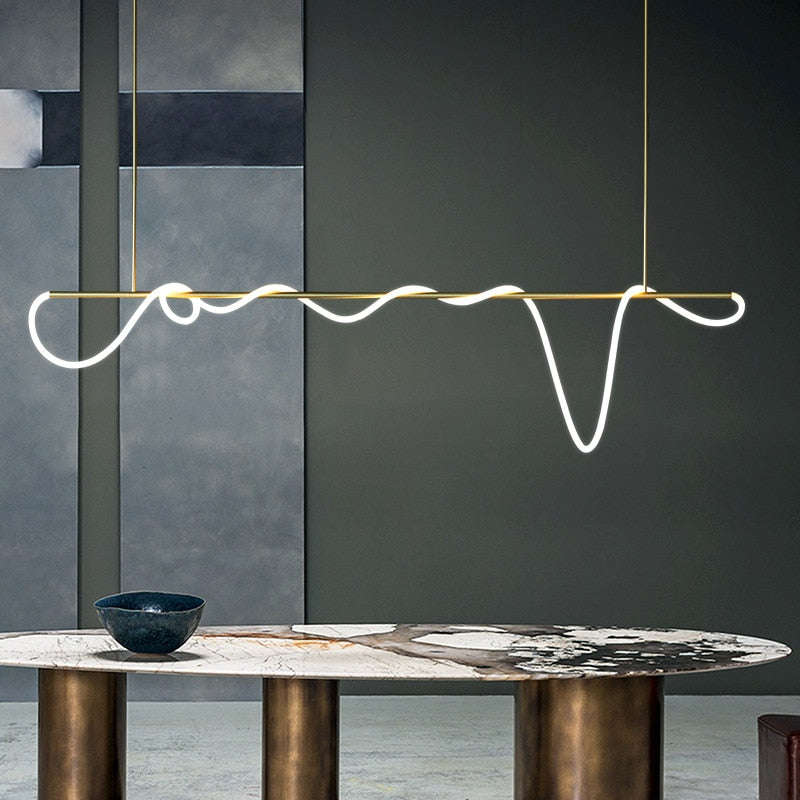 Linear LED Pendant Light - Modern Ceiling Fixture for Kitchen, Dining Room, and Living Areas