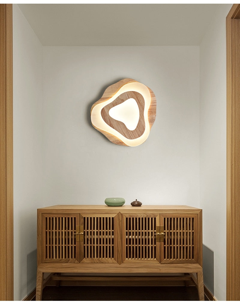 Irregular Wooden Flush Mount Ceiling Light