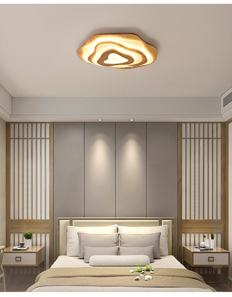 Irregular Wooden Flush Mount Ceiling Light