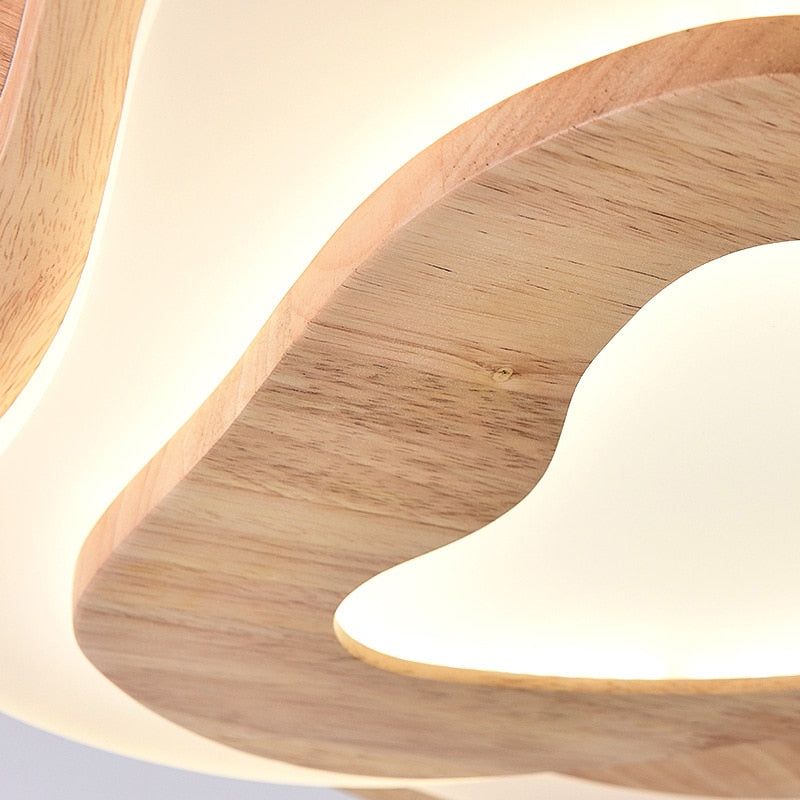 Irregular Wooden Flush Mount Ceiling Light