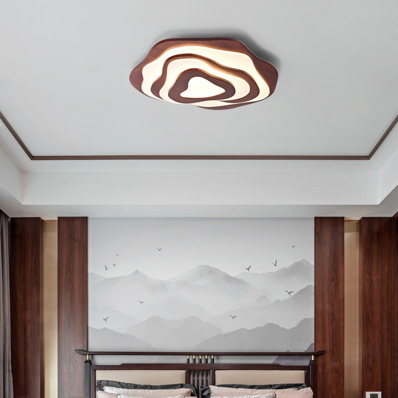 Irregular Wooden Flush Mount Ceiling Light