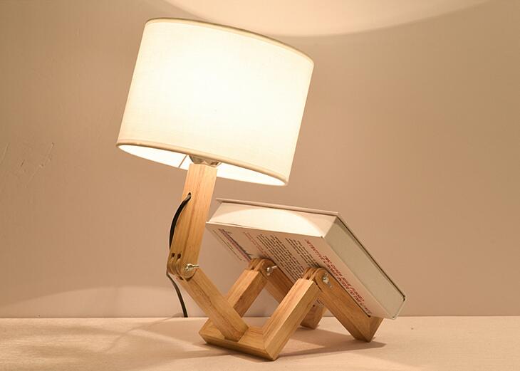 Robot Shape Wooden Table Lamp-navacava.com