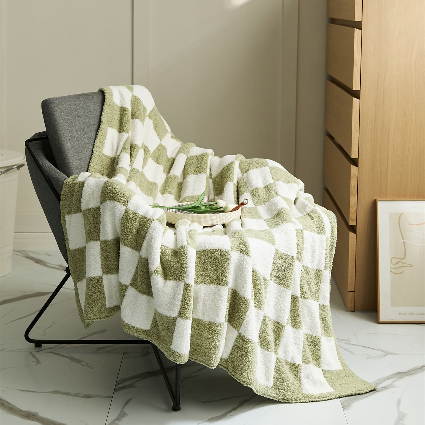 Checkerboard Microfiber Throw Blanket Decorative Couch