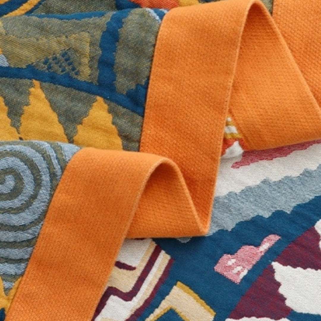 Boho Pattern Reversible Cotton Blanket - Full / Queen